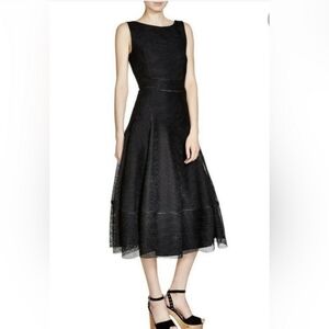 Maje LBD Raining Black Midi Dress Fit & Flare Classic Cocktail